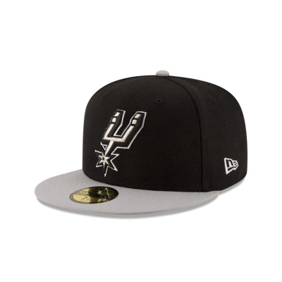 Black San Antonio Spurs Hat - New Era NBA 2Tone 59FIFTY Fitted Caps USA9046251